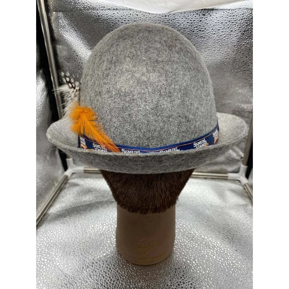 Samuel Adams Oktoberfest Alpine Hat Mens OS‎ Gray Wool Felt Feather Trim Fedora